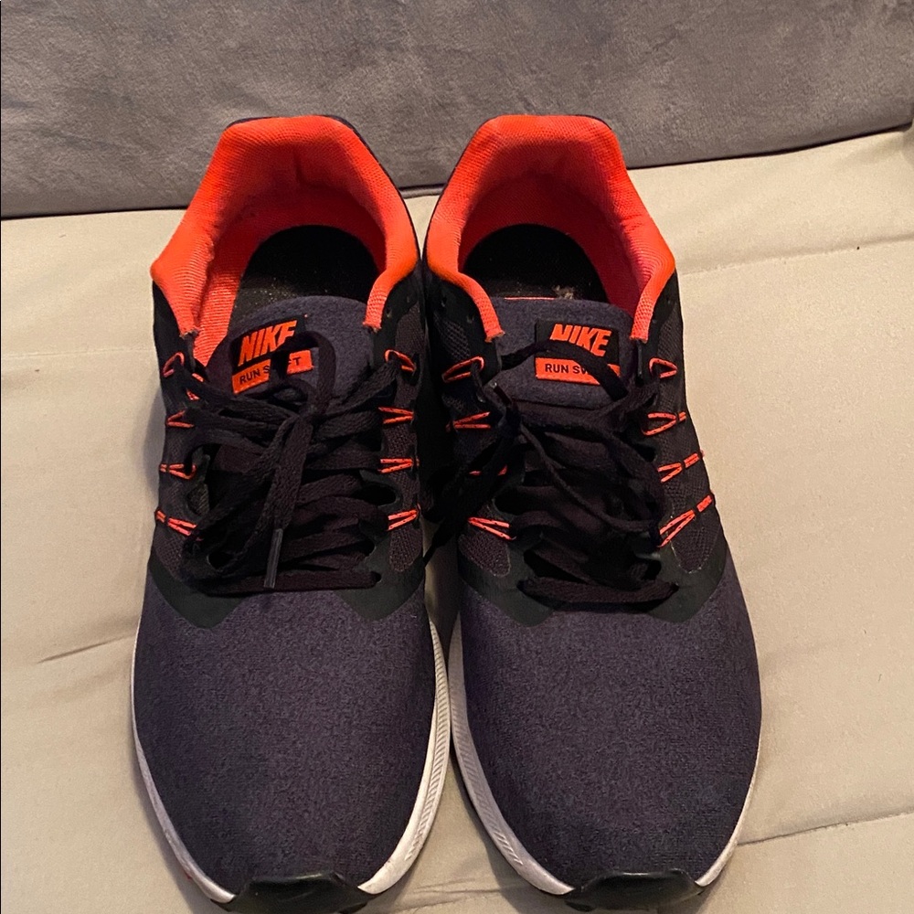 Nike Men’s Run Swift Black and Bright Orange Sneakers.